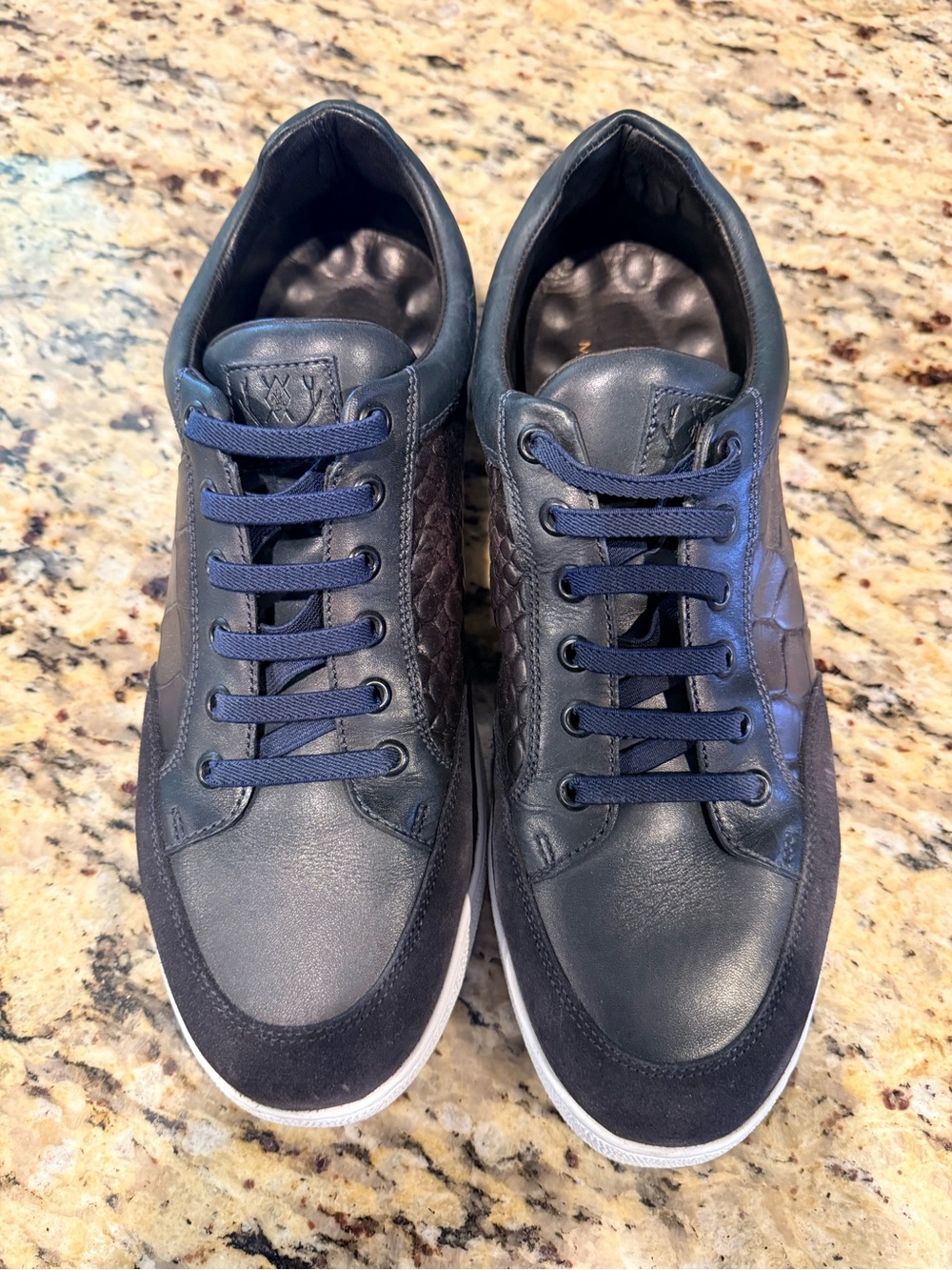 Martin Dingman Men's Navy/Black Leather Embossed 10M